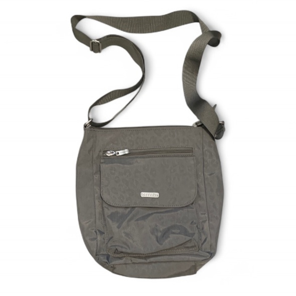 Baggalini Gray Leopard Print Crossbody Bag